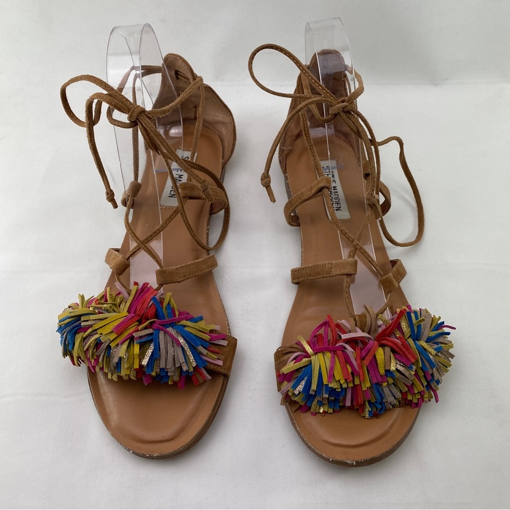 Steve Madden Swizzle Lace up Flat Sandals size 8.5 Womens